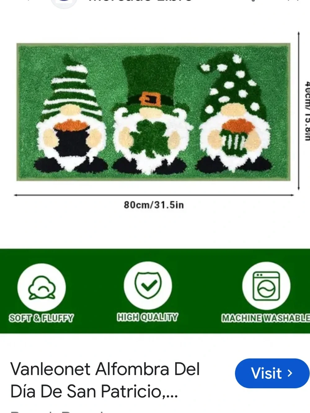 Vanleonet St Patricks Day Rug, Gnome Decorations St Patricks Day Mat for Bathroo